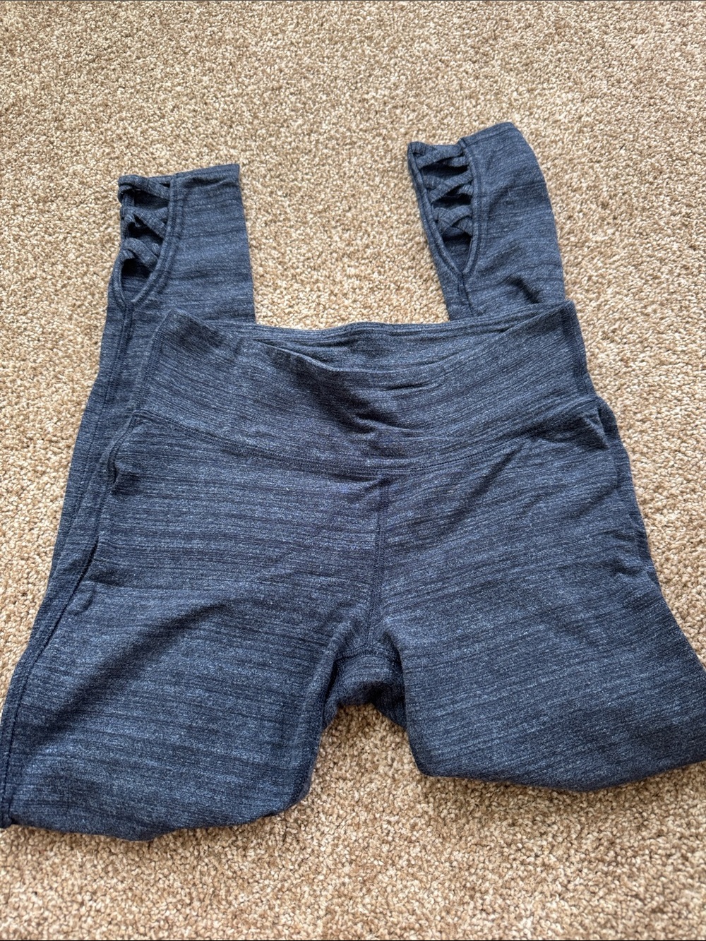 Gap Charcoal Gray Active Leggings with Strappy Details on ankles